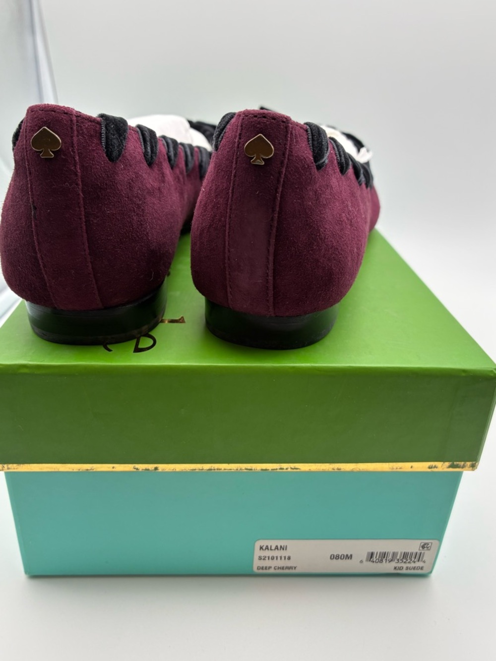 NWB kate spade kalani Burgundy Velvet Pointed Flats with Black Bow Trim size 8 - Picture 5 of 5